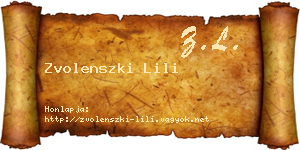 Zvolenszki Lili névjegykártya